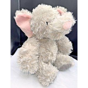 Aurora Elephant 12” Plush Gray Stuffed Animal Cuddly Grey Fluffy Pink Ears SOFT
